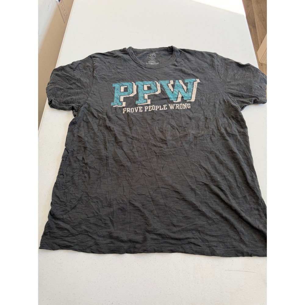 47 Brand Mens XL Gray PPW Prove People Wrong Graphic T-Shirt Slub Cotton Tee